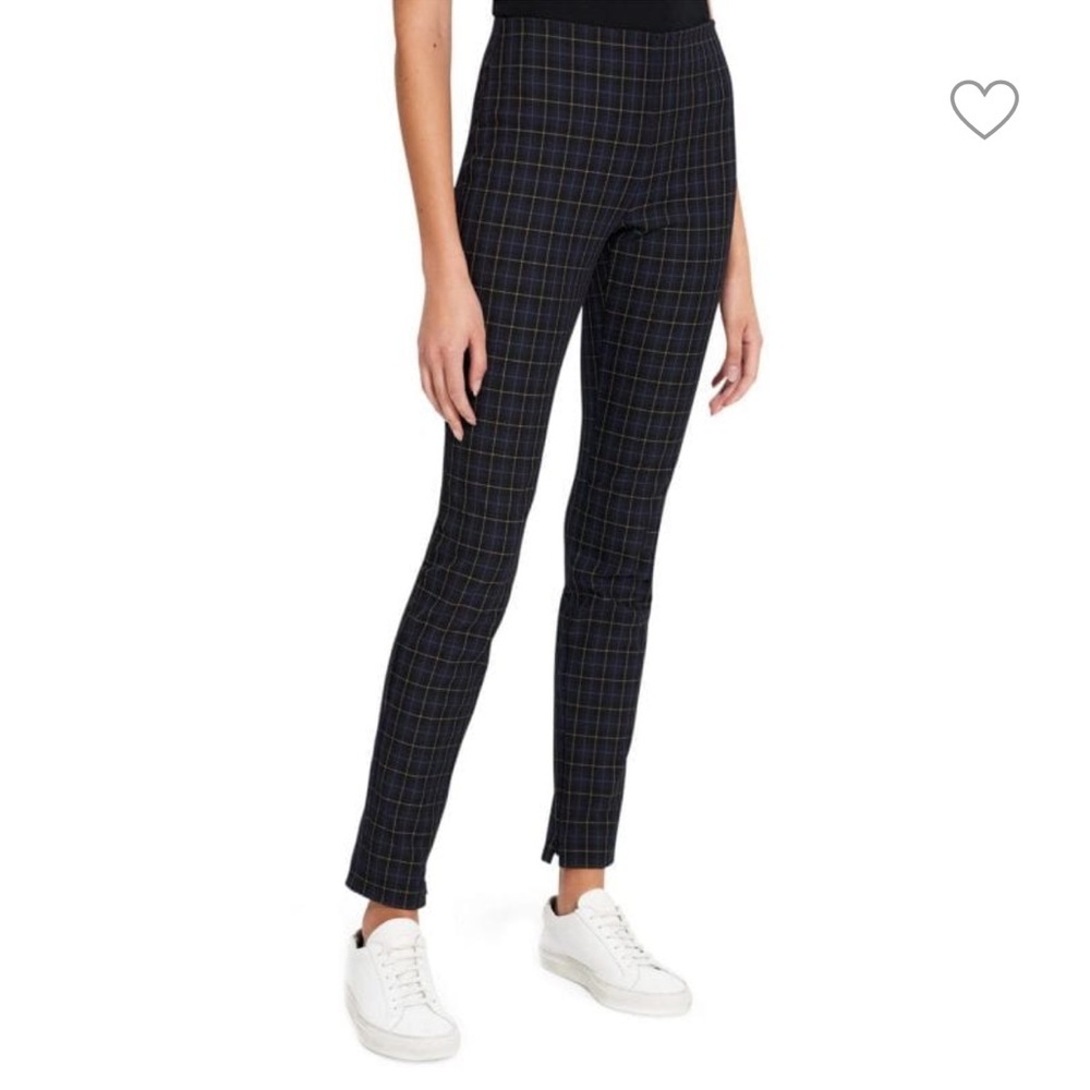 NEW • THEORY • Women’s Plaid Skinny Leggings Galway Tech Black Blue 0